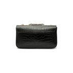 BOLSA BAGUETE ANNE PEQUENA COURO NEW CROCO PRETO OURO