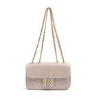 BOLSA BAGUETE ANNE PEQUENA COURO CAIMAN MARSHMALLOW