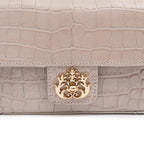 BOLSA BAGUETE ANNE PEQUENA COURO CAIMAN MARSHMALLOW