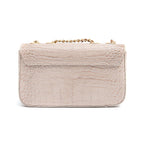 BOLSA BAGUETE ANNE PEQUENA COURO CAIMAN MARSHMALLOW