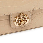 BOLSA BAGUETE ANNE PEQUENA COURO NEW CROCO NATA OURO