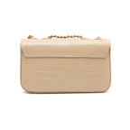 BOLSA BAGUETE ANNE PEQUENA COURO NEW CROCO NATA OURO