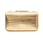 BOLSA BAGUETE ANNE PEQUENA COURO NEW CROCO GOLD