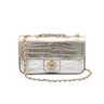 BOLSA BAGUETE ANNE PEQUENA COURO NEW CROCO PRATA OURO