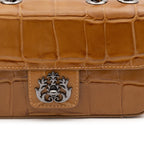 BOLSA BAGUETE ANNE PEQUENA COURO CAIMAN MEL ONIX