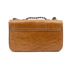 BOLSA BAGUETE ANNE PEQUENA COURO CAIMAN MEL ONIX
