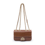 BOLSA BAGUETE ANNE MINI COURO MAXI CROCO  PECAN