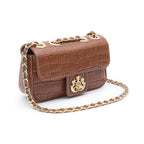 BOLSA BAGUETE ANNE MINI COURO MAXI CROCO  PECAN
