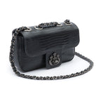 BOLSA BAGUETE ANNE MINI COURO LIZARD PRETO