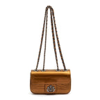 BOLSA BAGUETE ANNE MINI COURO NEW CROCO BRONZE ONIX