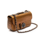BOLSA BAGUETE ANNE MINI COURO NEW CROCO BRONZE ONIX