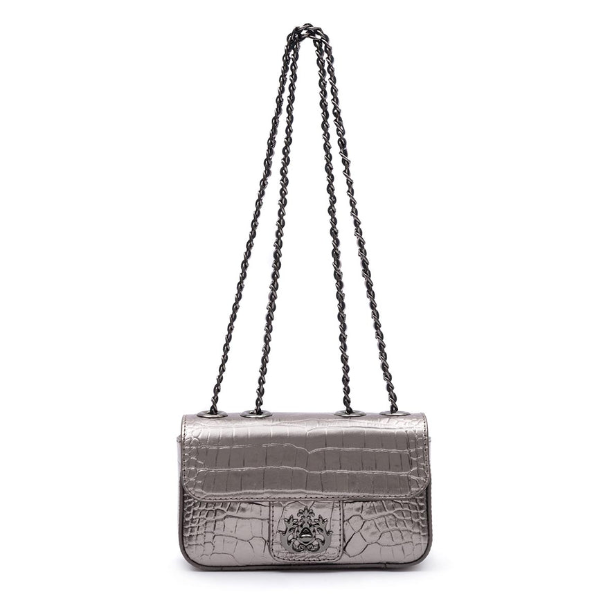 BOLSA BAGUETE ANNE MINI COURO CROCO ROXY ONIX