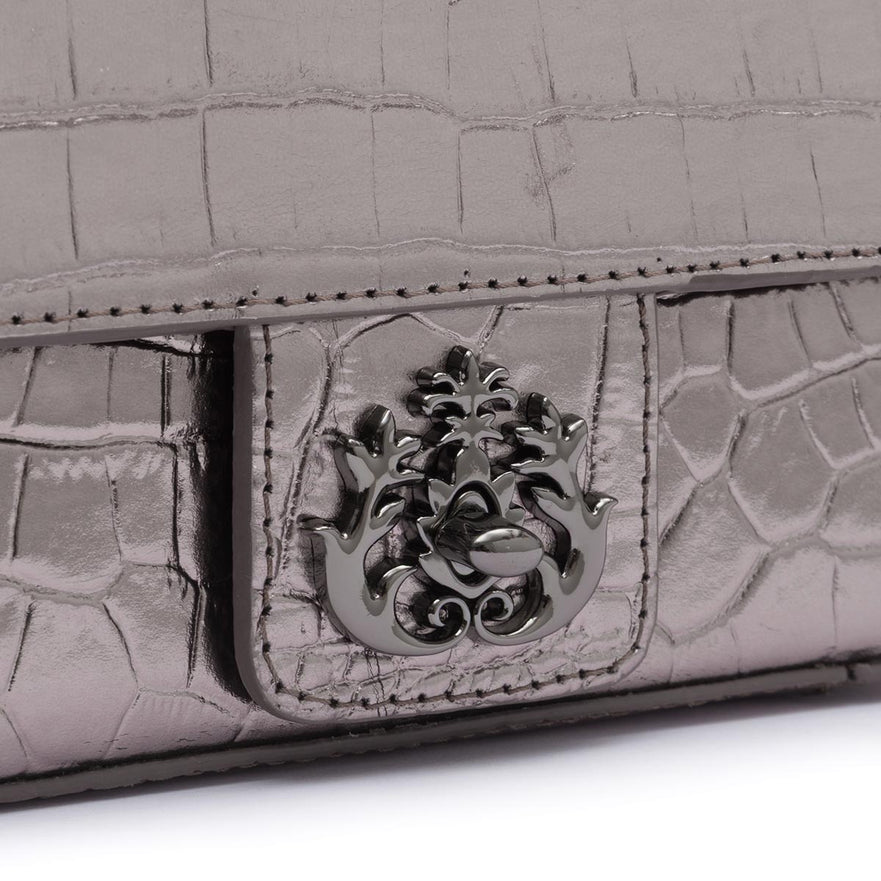 BOLSA BAGUETE ANNE MINI COURO CROCO ROXY ONIX