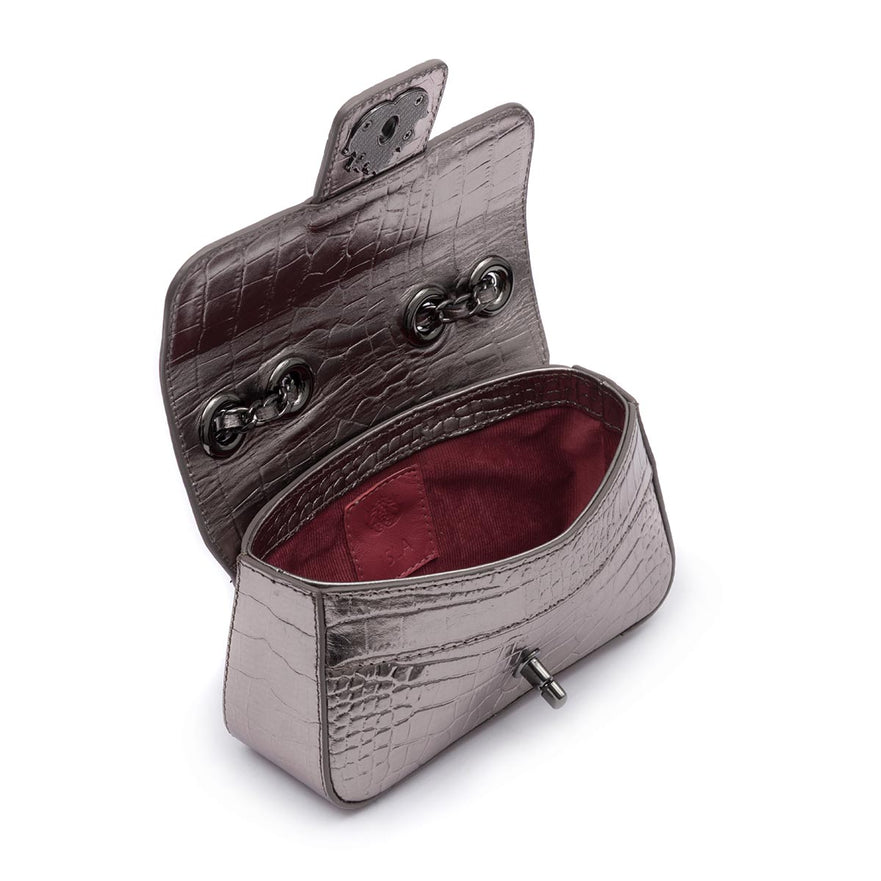 BOLSA BAGUETE ANNE MINI COURO CROCO ROXY ONIX