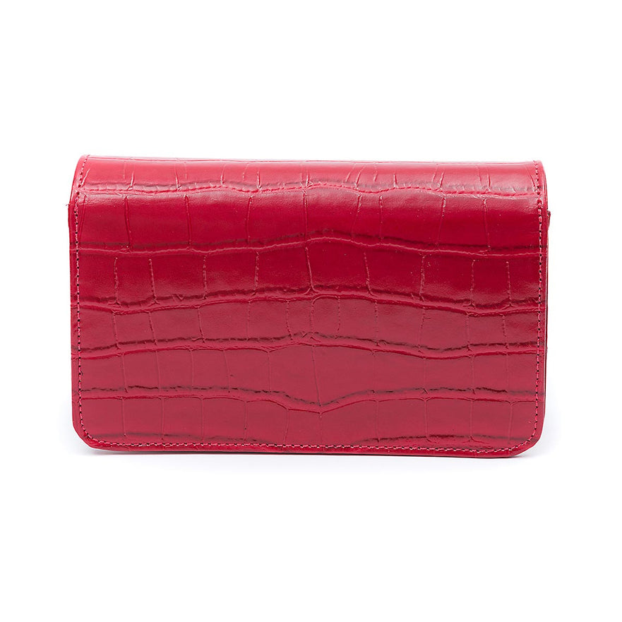 BOLSA CARTEIRA  FOREVERE PEQUENA COURO MAXI CROCO VERMELHO
