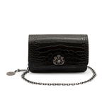 BOLSA CARTEIRA FOREVER PEQUENA COURO NEW CROCO PRETO ONIX