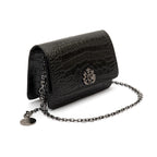 BOLSA CARTEIRA FOREVER PEQUENA COURO NEW CROCO PRETO ONIX