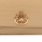 BOLSA CARTEIRA  FOREVER PEQUENA COURO NEW CROCO NATA OURO