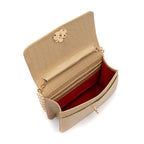 BOLSA CARTEIRA  FOREVER PEQUENA COURO NEW CROCO NATA OURO