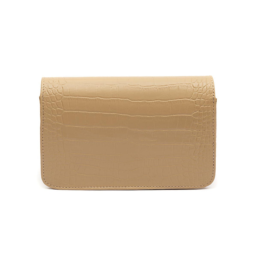 BOLSA CARTEIRA  FOREVER PEQUENA COURO NEW CROCO NATA OURO