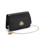 BOLSA CARTEIRA FOREVER PEQUENA COURO NEW CROCO PRETO OURO