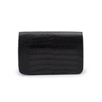 BOLSA CARTEIRA FOREVER PEQUENA COURO NEW CROCO PRETO OURO