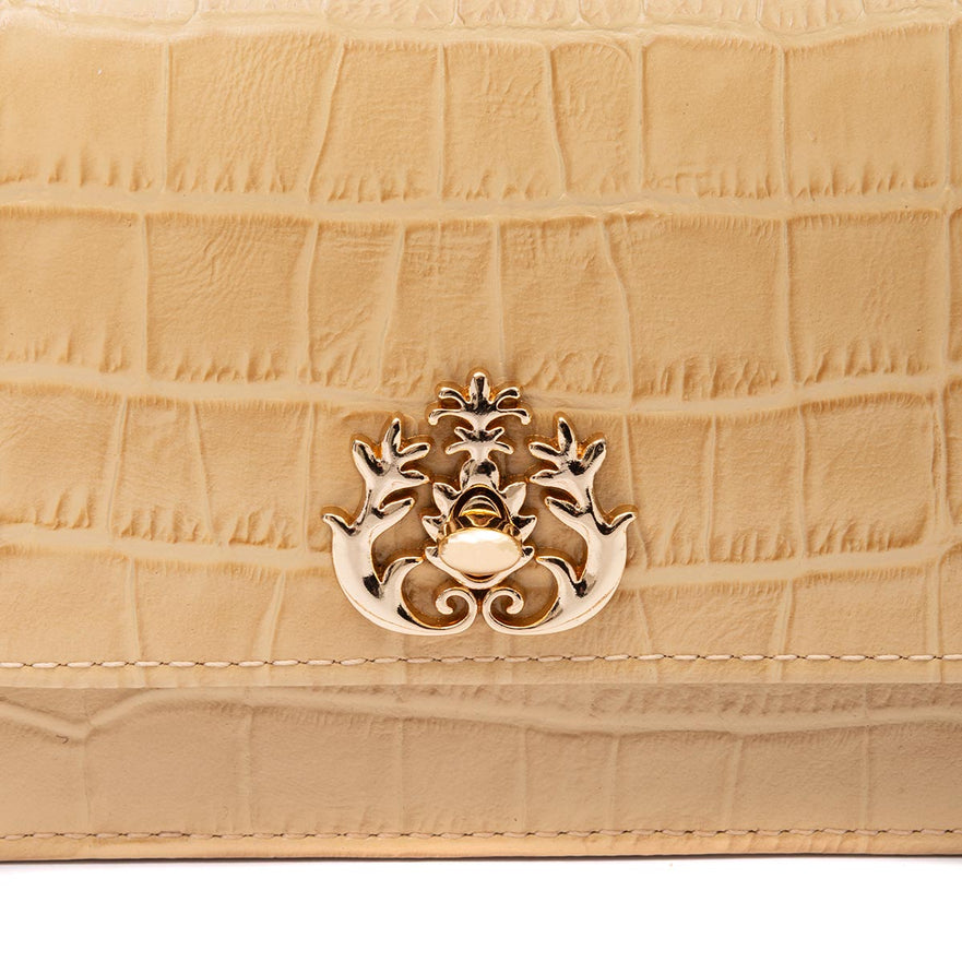 BOLSA CARTEIRA FOREVER PEQUENA COURO MAXI CROCO CITRINO