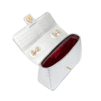 BOLSA BAGUETE ANNE JUMBO COURO NEW CROCO PRATA OURO