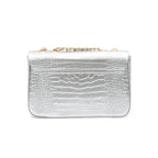 BOLSA BAGUETE ANNE JUMBO COURO NEW CROCO PRATA OURO