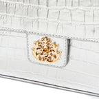 BOLSA BAGUETE ANNE JUMBO COURO NEW CROCO PRATA OURO