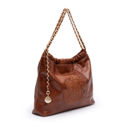 BOLSA DAYSE HOBO GRANDE  EM COURO ESTONADO PINHÃO