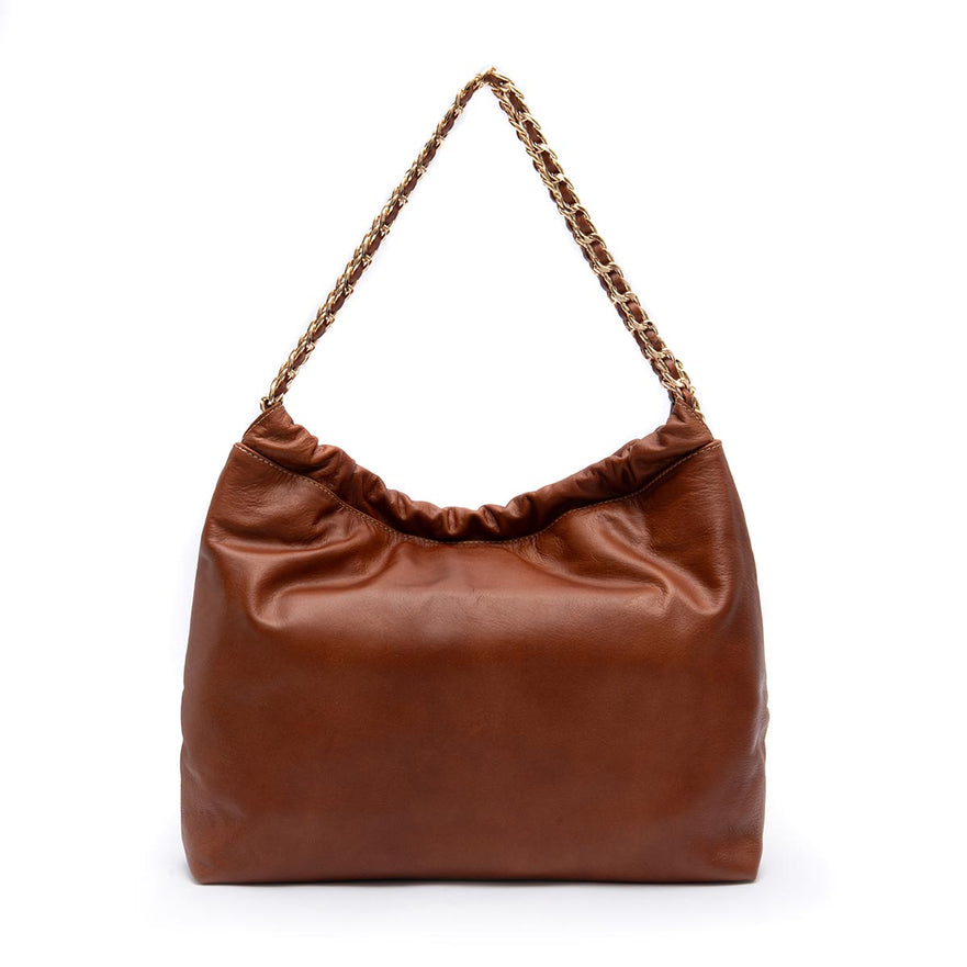 BOLSA DAYSE HOBO GRANDE  EM COURO ESTONADO PINHÃO