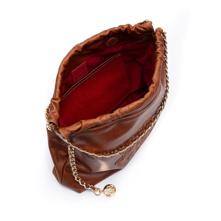 BOLSA DAYSE HOBO GRANDE  EM COURO ESTONADO PINHÃO