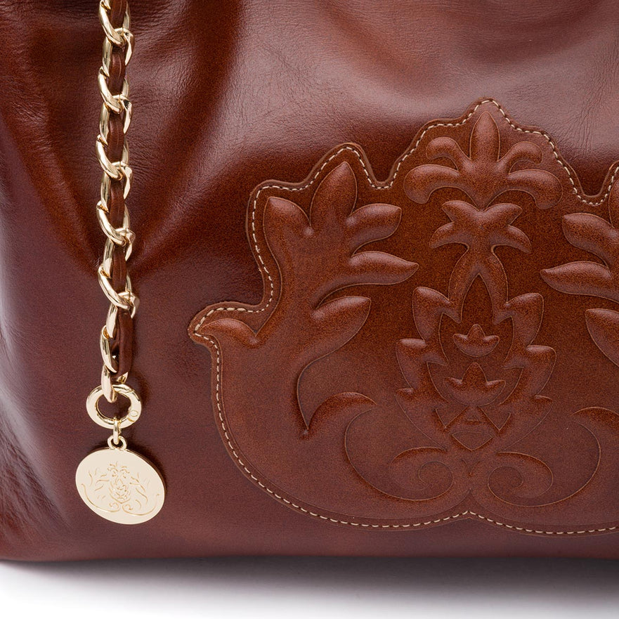 BOLSA DAYSE HOBO GRANDE  EM COURO ESTONADO PINHÃO
