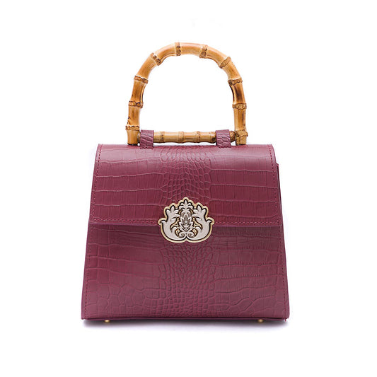 BOLSA TOP HANDLE MÉDIA COURO MAXI CROCO BURGUNDY