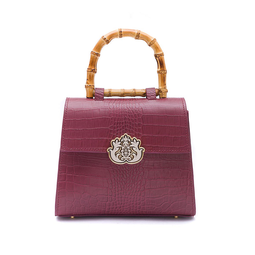 BOLSA TOP HANDLE MÉDIA COURO MAXI CROCO BURGUNDY