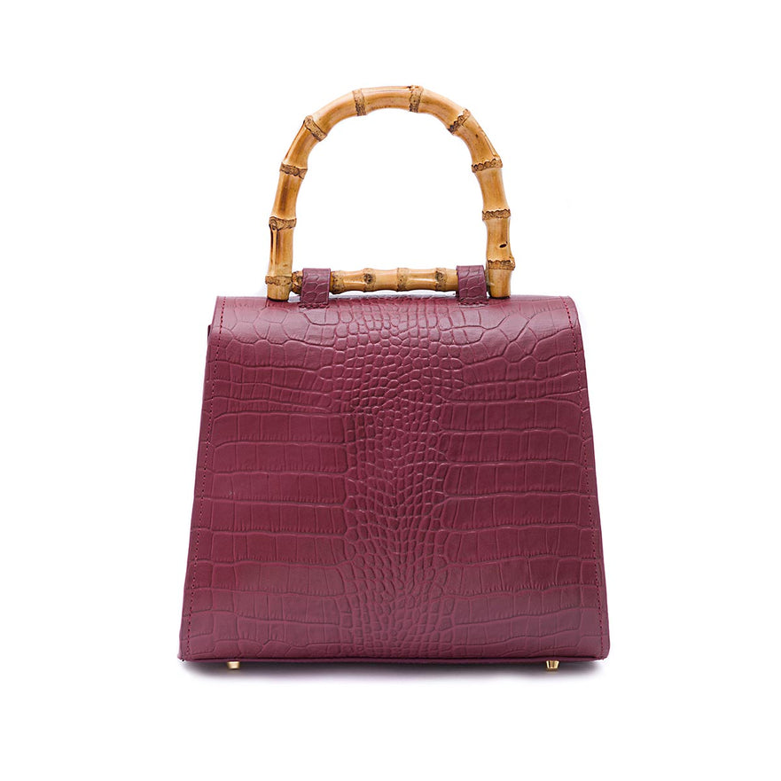 BOLSA TOP HANDLE MÉDIA COURO MAXI CROCO BURGUNDY