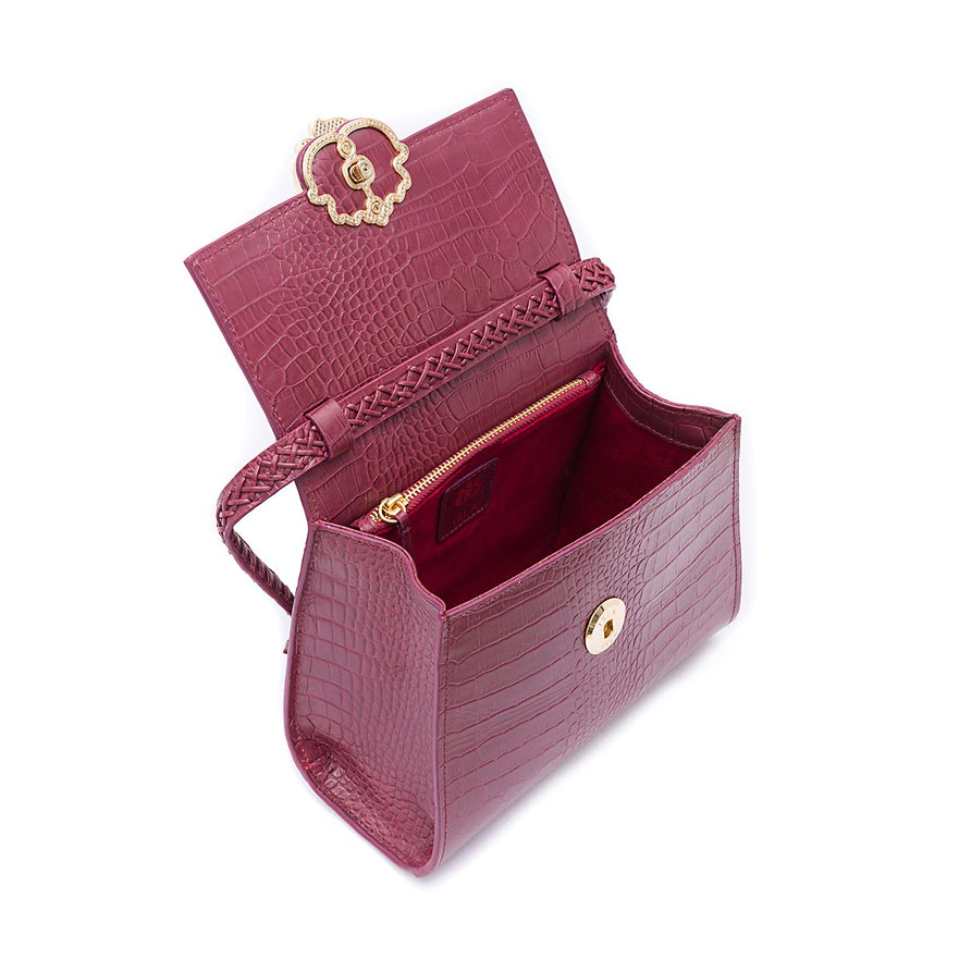 BOLSA TOP HANDLE MÉDIA COURO MAXI CROCO BURGUNDY