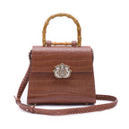 BOLSA TOP HANDLE  MÉDIA COURO MAXI CROCO PECAN