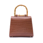 BOLSA TOP HANDLE  MÉDIA COURO MAXI CROCO PECAN