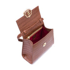 BOLSA TOP HANDLE  MÉDIA COURO MAXI CROCO PECAN