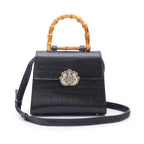 BOLSA TOP HANDLE MÉDIA COURO MAXI CROCO PRETO