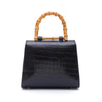 BOLSA TOP HANDLE MÉDIA COURO MAXI CROCO PRETO