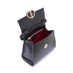 BOLSA TOP HANDLE MÉDIA COURO MAXI CROCO PRETO