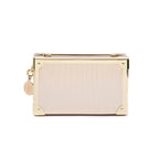 BOLSA CLUTCH TRUNK PEQUENA COURO METALIZADO OURO