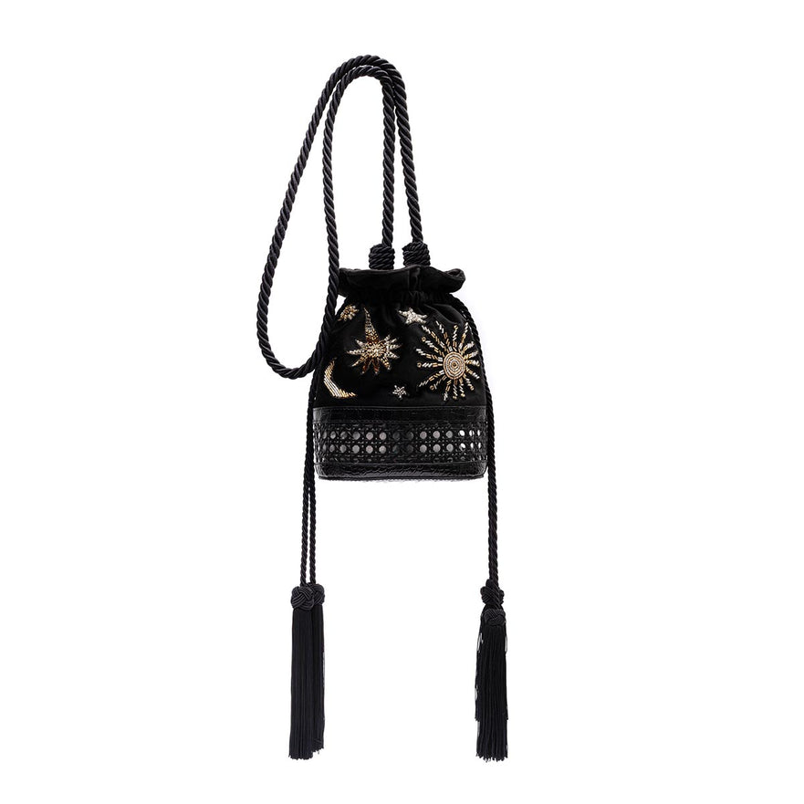 BOLSA BUCKET MEDIA VELUDO COSMIC