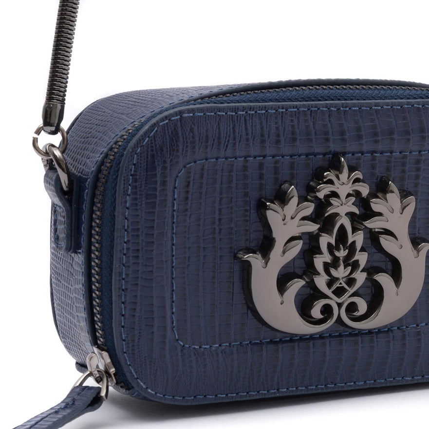 BOLSA MINI  DANCE EM COURO LIZARD MARINHO