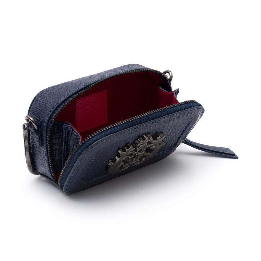 BOLSA MINI  DANCE EM COURO LIZARD MARINHO