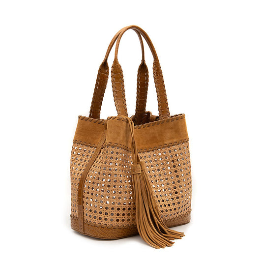 BOLSA TOTE PALHA GRANDE CAMURÇA CAIMAN MEL