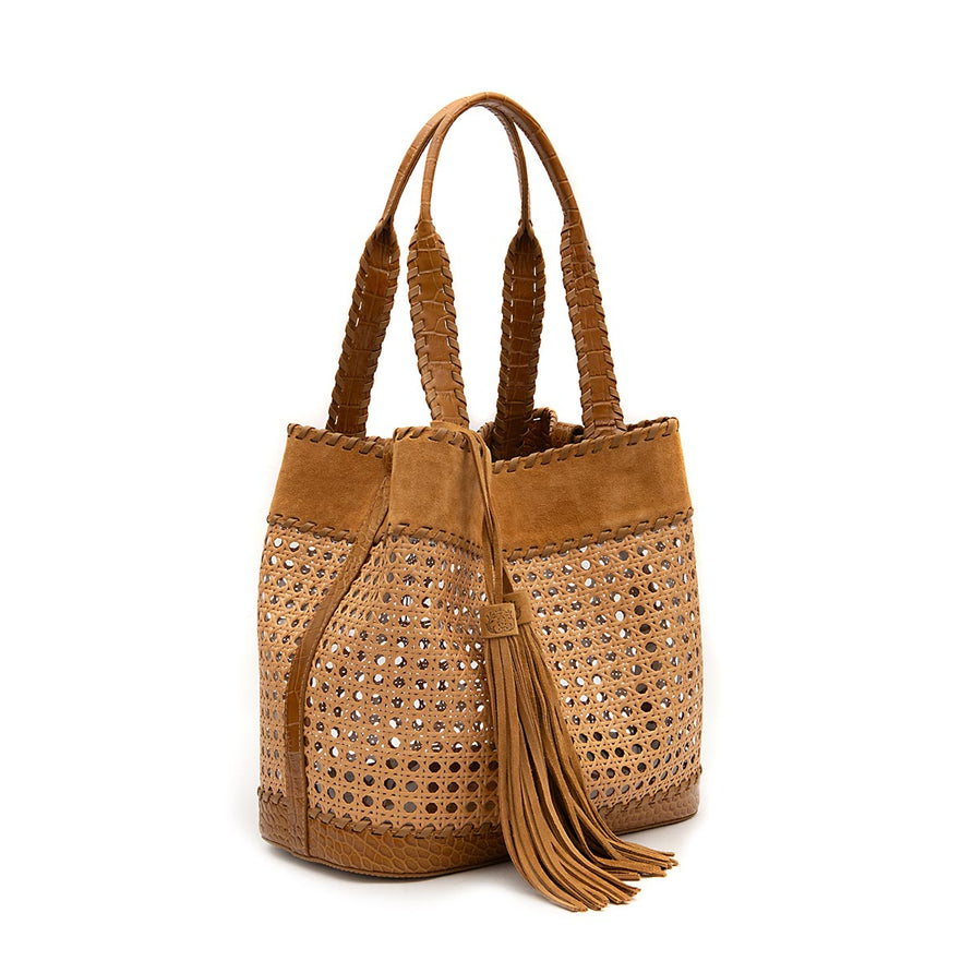 BOLSA TOTE PALHA GRANDE CAMURÇA CAIMAN MEL